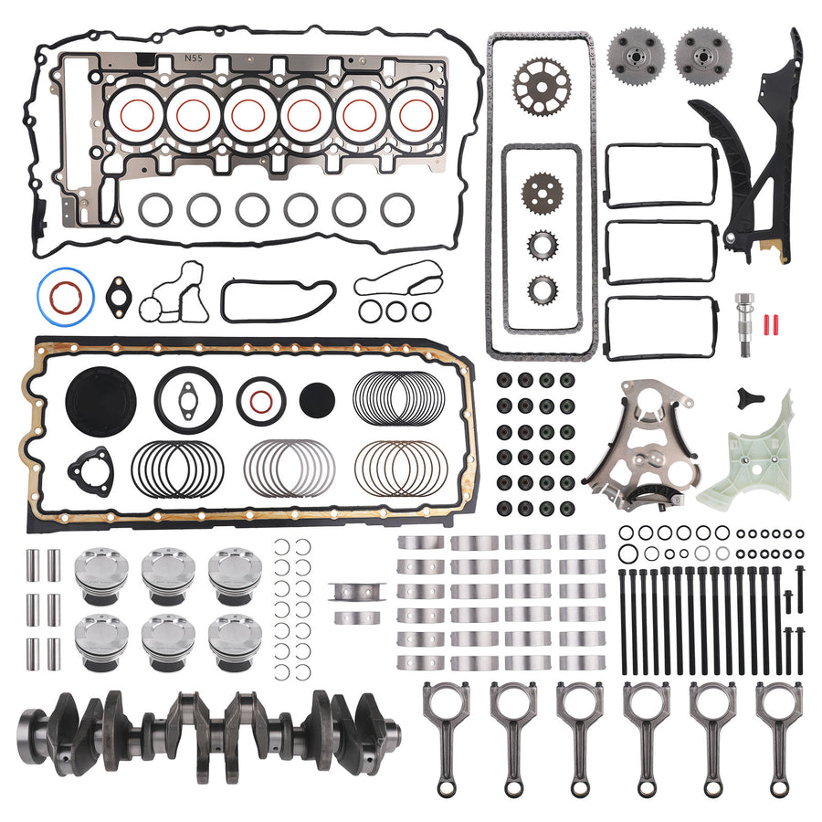 N55 3.0L Engine Overhaul Rebuild Kit - Crankshaft / ConRods / Timing Set compatible for BMW