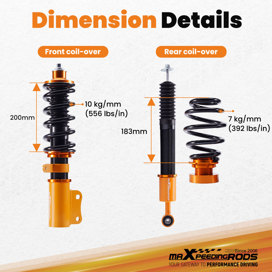 Adjustable Coilovers Kits compatible for Honda Fit 1st Gen Hatchback 2007-08