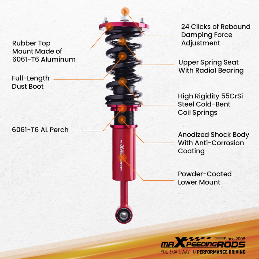 Racing Coilover Suspension Shocks Kits compatible for Lexus 07-11 GS350 06-13 IS250 IS350 lowering kit