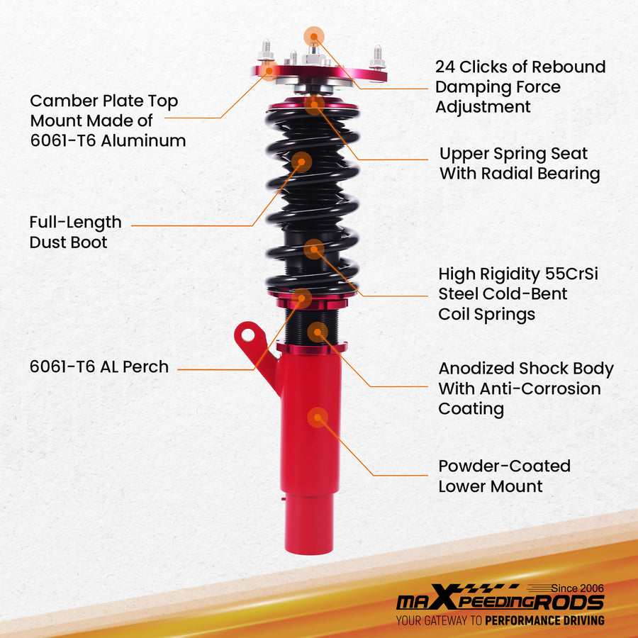 Adjustable Coilover Suspension Lowering Kit compatible for VW Golf / GTI MK7