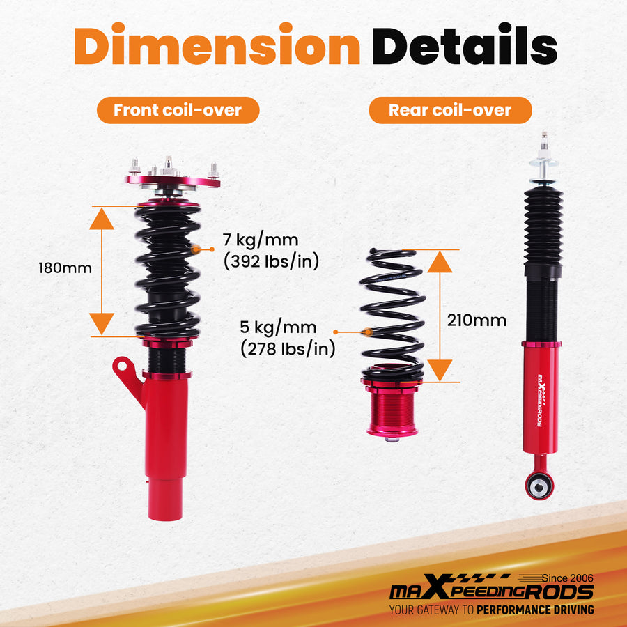 Adjustable Coilover Suspension Lowering Kit compatible for VW Golf / GTI MK7
