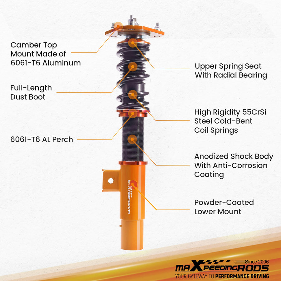 24 Way Coilover Suspension Kit compatible for Volkswagen Jetta MK5 MK6 06-17