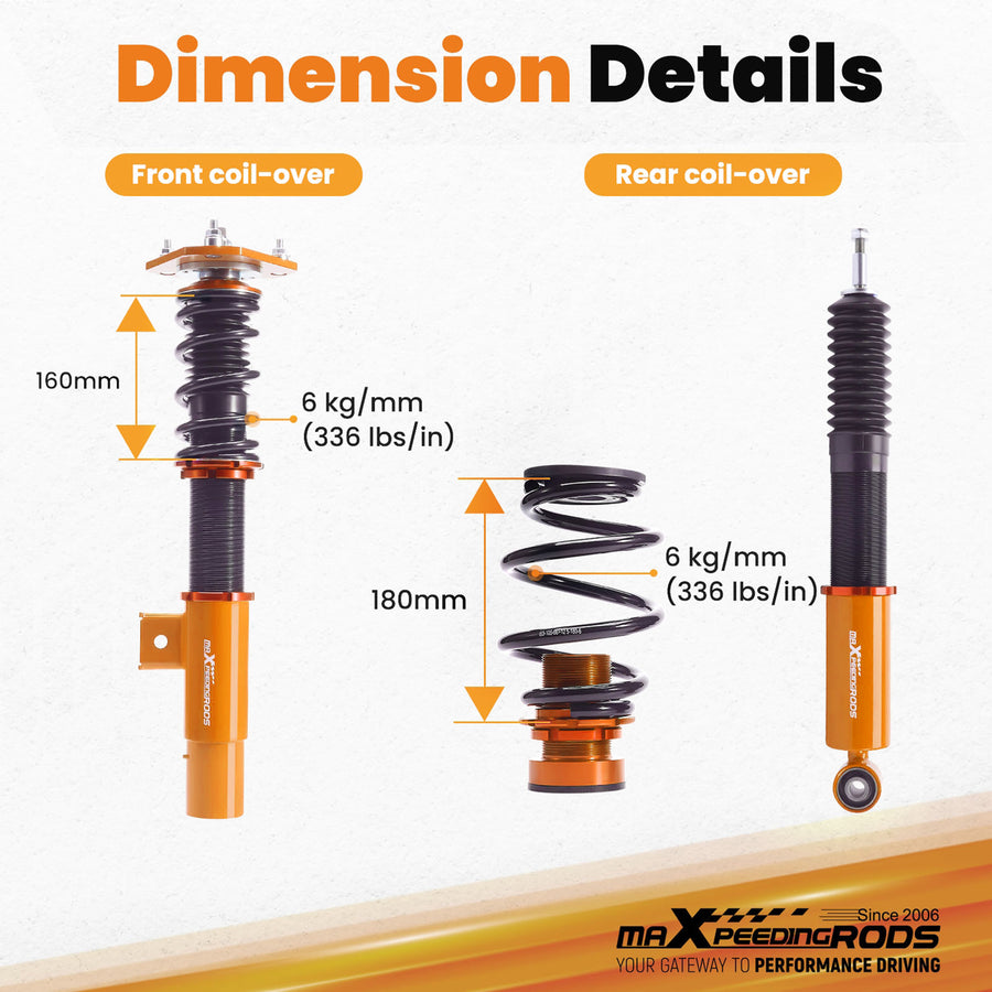 24 Way Coilover Suspension Kit compatible for Volkswagen Jetta MK5 MK6 06-17