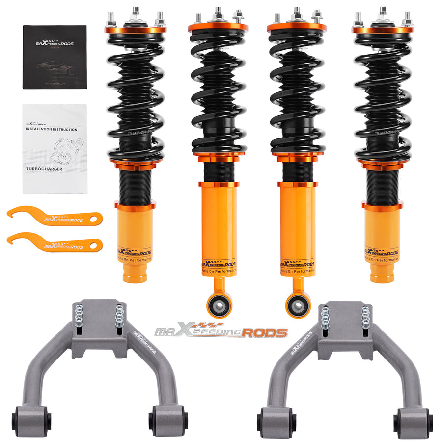 Adjustable Coilovers Front Upper Camber Control Arm Kit compatible for Honda CR-V 1997-2001