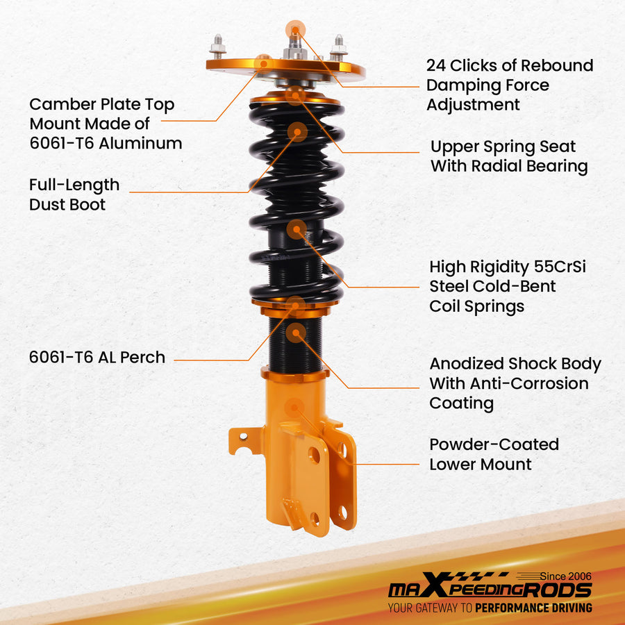 Coilover Lowering Kit 24 Way Damper ADJUSTABLE compatible for Subaru Legacy 2005-2009