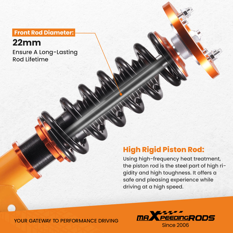 Compatible for Ford Mustang 2005-2014 Assembly Coilovers Kits Adj. Height and Mounts lowering kit