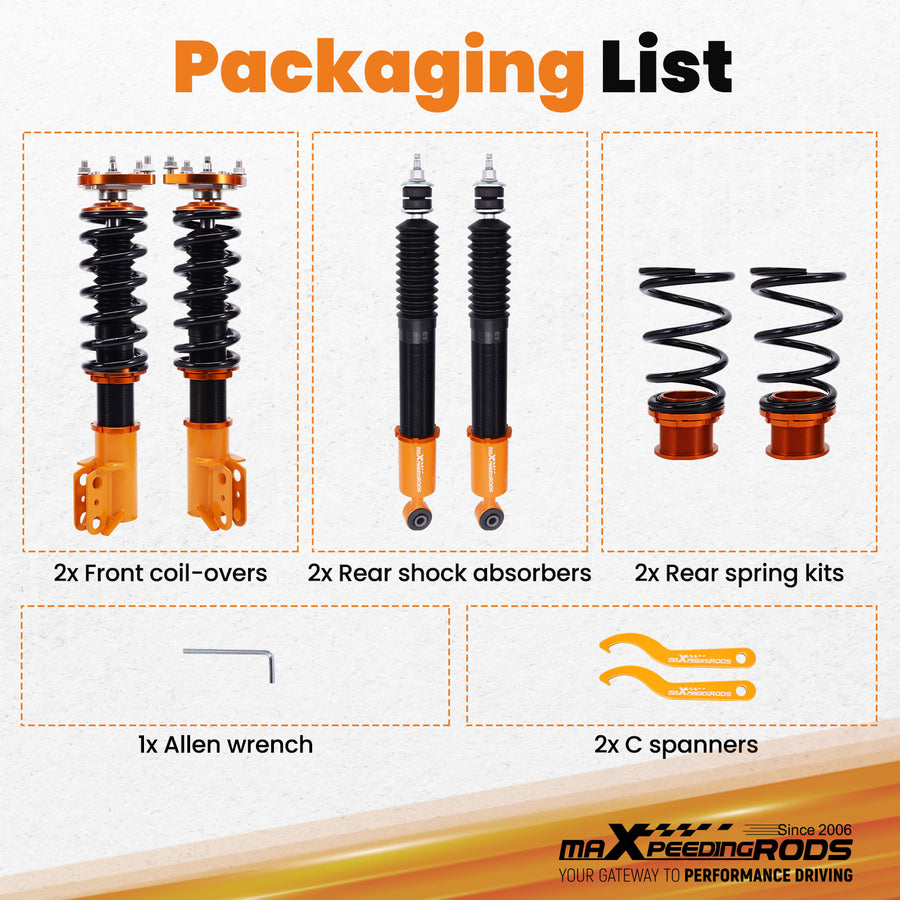 24 Level Damper Adjustable Coilovers Lowering Kits compatible for Ford Mustang 4th 94-04