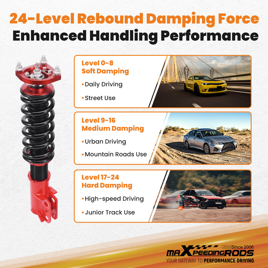 2x Front Coilovers Kit compatible for Ford Mustang 1994-2004 Adjustable Damper Shock Struts