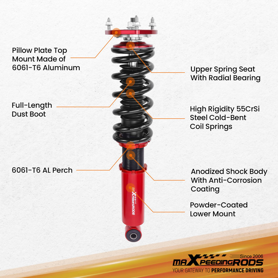 Street Coilovers Lowering Kit compatible for Infiniti Q50 RWD 2014-23
