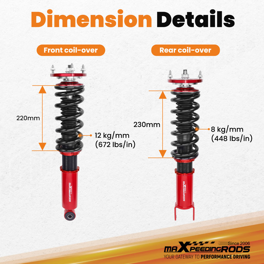 Street Coilovers Lowering Kit compatible for Infiniti Q50 RWD 2014-23