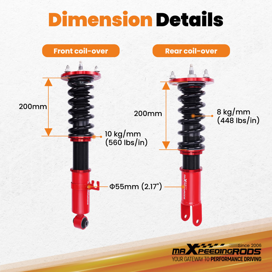 24 Step Damping Coilovers Lowering Kit compatible for Mazda RX-7 (FD3S Chassis) 1993-1995
