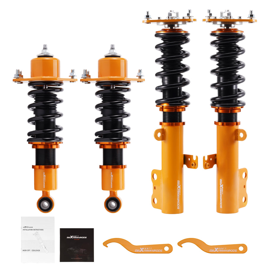 Gold Full Coilover Struts Shock Suspension Kit For 2005-2010 compatible for Scion Tc Adj Height lowering kit