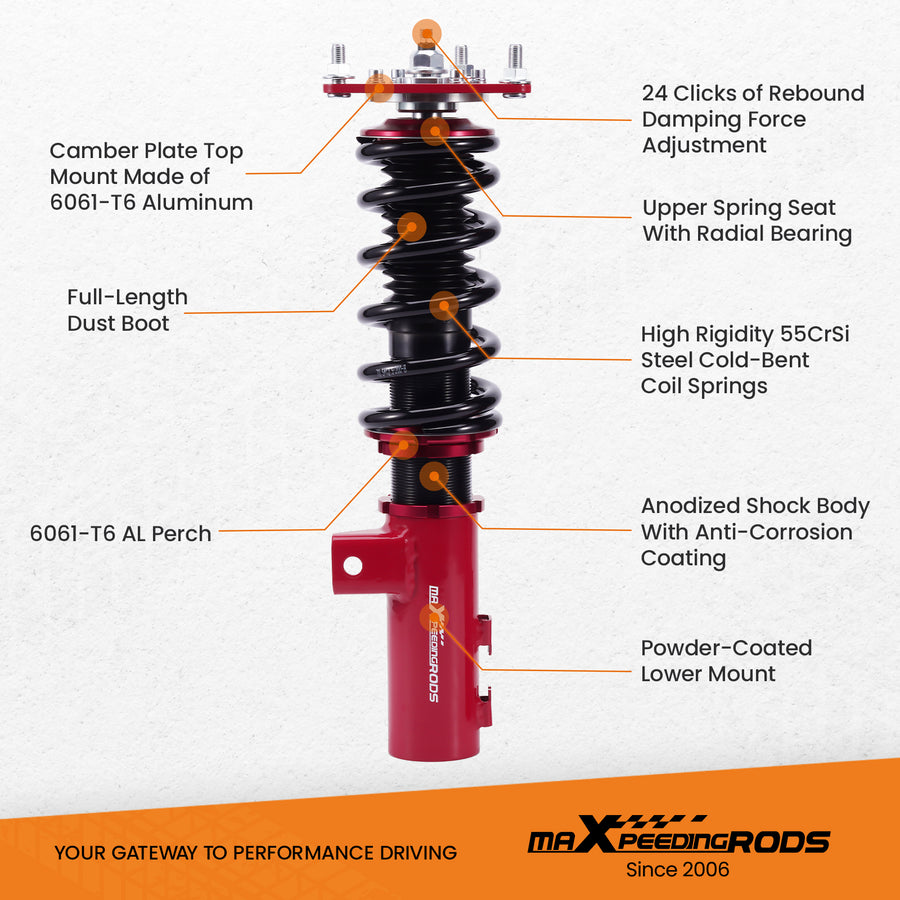 24 Way Damper Coilover Suspension compatible for Hyundai Veloster 2012-2017