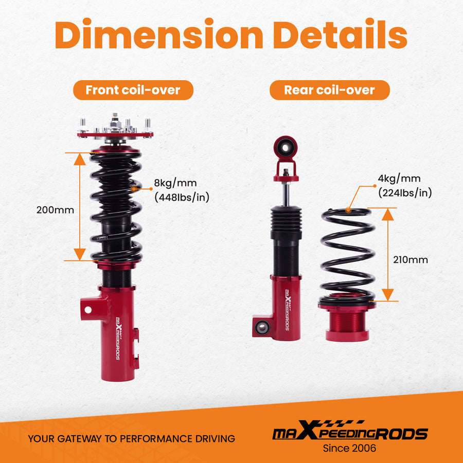 24 Way Damper Coilover Suspension compatible for Hyundai Veloster 2012-2017