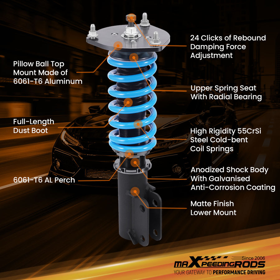 COT6 Coilover 24 Way Damper Shock compatible for Mitsubishi 3000GT compatible for FWD 91-99