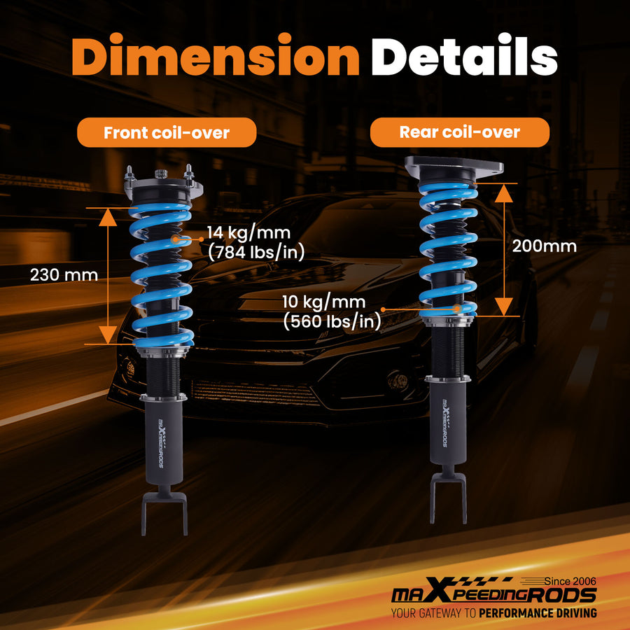 T6 Coilovers Damper Adjustable Kit compatible for Audi A8 Quattro 2004-2010