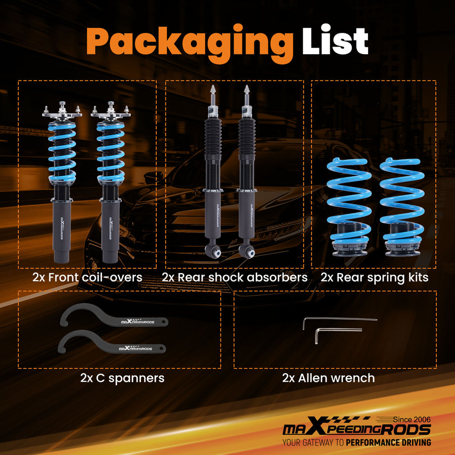 T6 Coilovers Lowering Suspension Kit compatible for Audi A4 B9 2015-2021 compatible for FWD