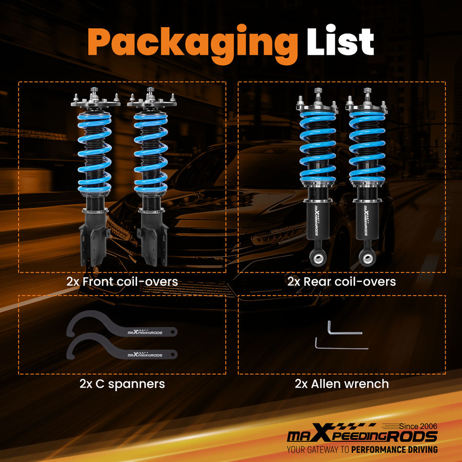 T6 Coilovers 24 Step Strut Lowering Kit compatible for Subaru Baja 2003-2006