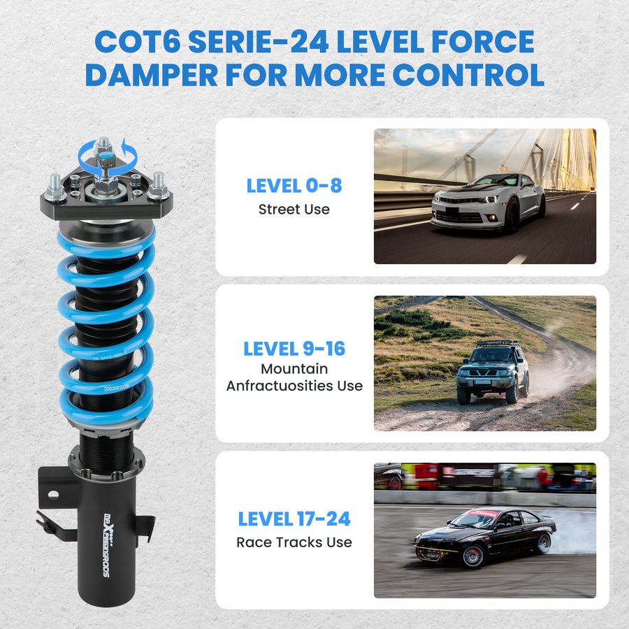 COT6 Adjustable Coilover Lowering Kit compatible for Honda Civic 2012-2015