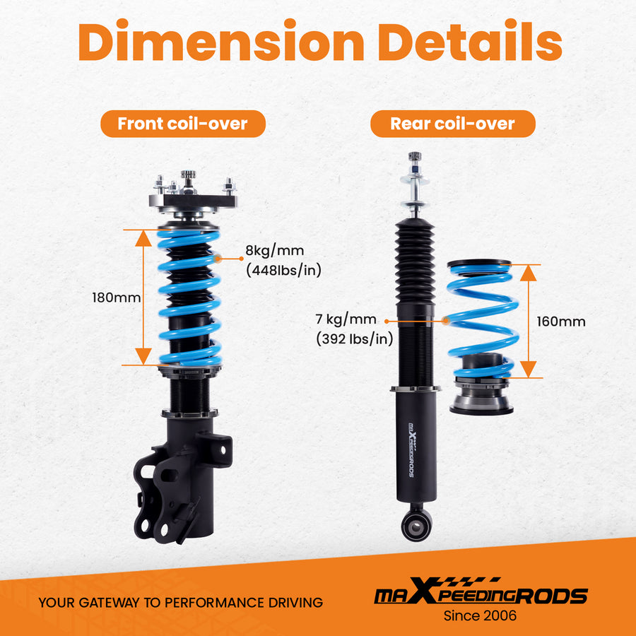 Compatible for Honda Civic Si (FB/FG) 2014-2015 T6 Coilover Suspension Lowering Kit