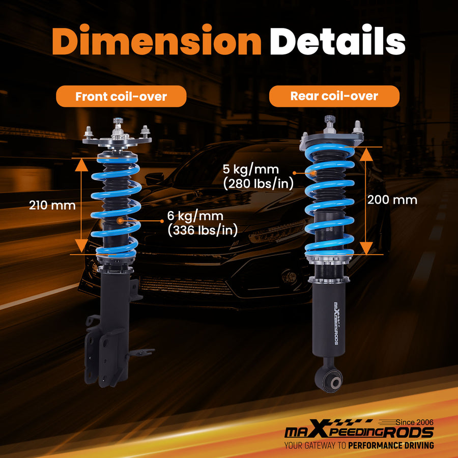 T6 Coilovers Lowering Kit compatible for Subaru XV Crosstrek 2018-Current