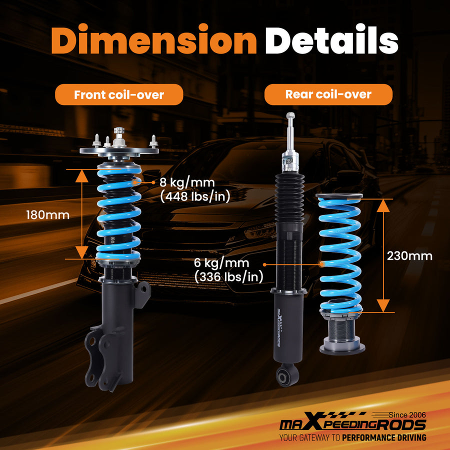 24 Way Adjustable Dampening Coilovers For 16-19 compatible for Chevrolet Cruze