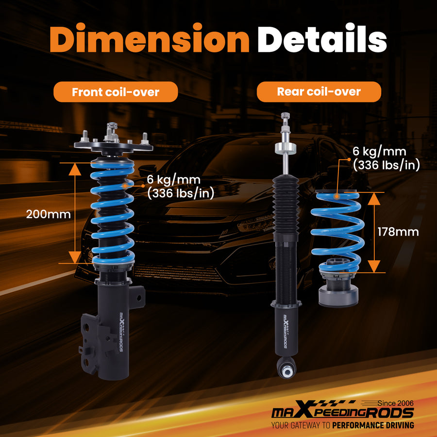 T6 Coilover Shocks Struts Kit compatible for Lexus CT200h 11-16