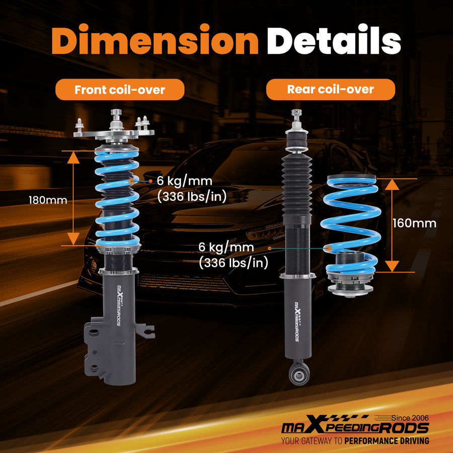 T6 Adjustable Coilovers Lowering Coils compatible for Nissan Cube 2009-2014