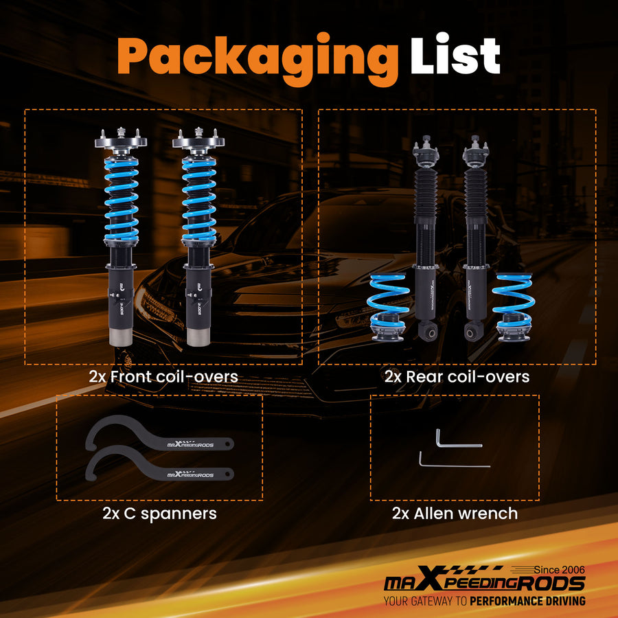 T6 Coilover Suspension Lowering Kit compatible for BMW E30 318 325 RWD 82-91