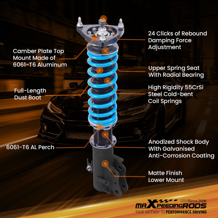 T6 Coilover 24 Level Damper Shock compatible for Scion XB 2004-2006