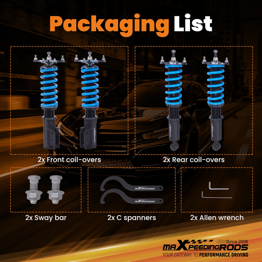 T6 Coilovers 24 Way Suspension compatible for Mitsubishi Eclipse AWD 90-94