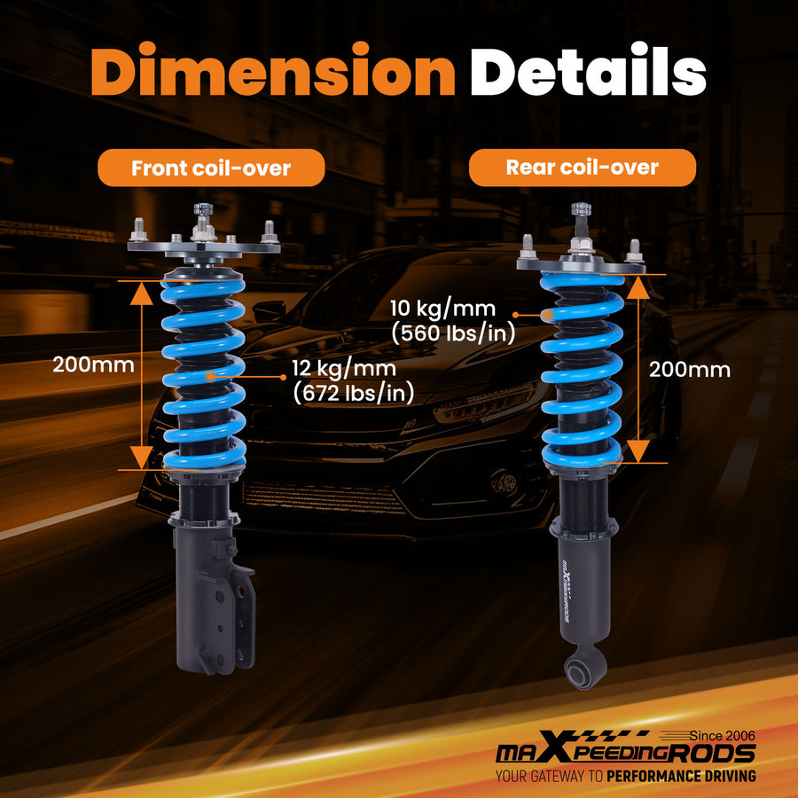 T6 Coilovers 24 Way Suspension compatible for Mitsubishi Eclipse AWD 90-94