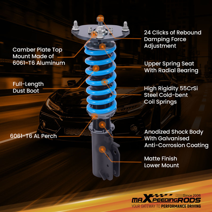 T6 Coilovers 24 Way Suspension compatible for Mitsubishi Eclipse AWD 90-94