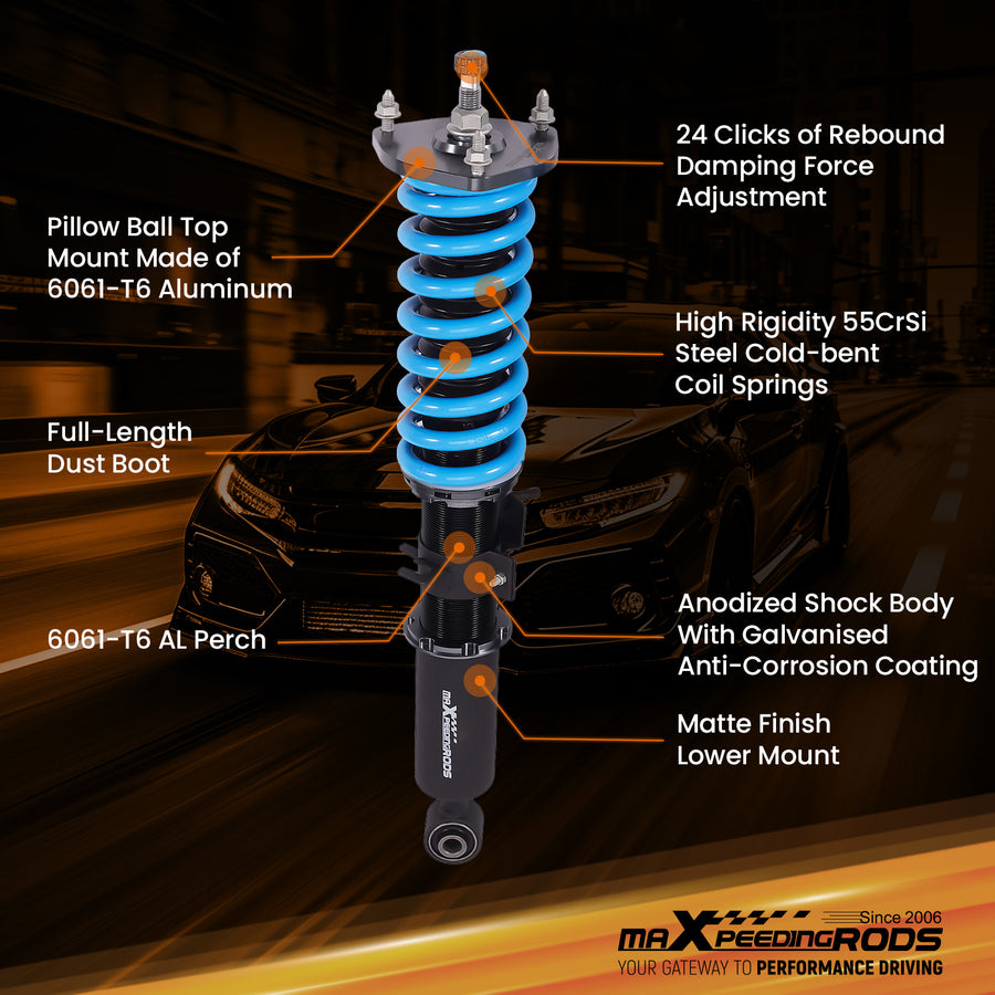 Racing Coilovers Kit 24 Way Damper Strut compatible for Infiniti EX35 EX37 RWD 2008-2013
