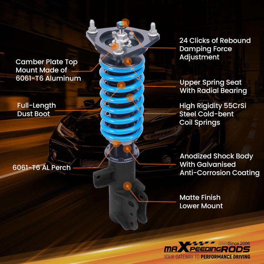 T6 Coilover Lowering Shocks Kit compatible for Kia Forte Koup 2010-2013