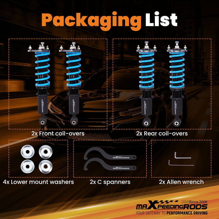 T6 Coilovers Lowering Kit Struts compatible for Infiniti G20 (P11) 1999-2002