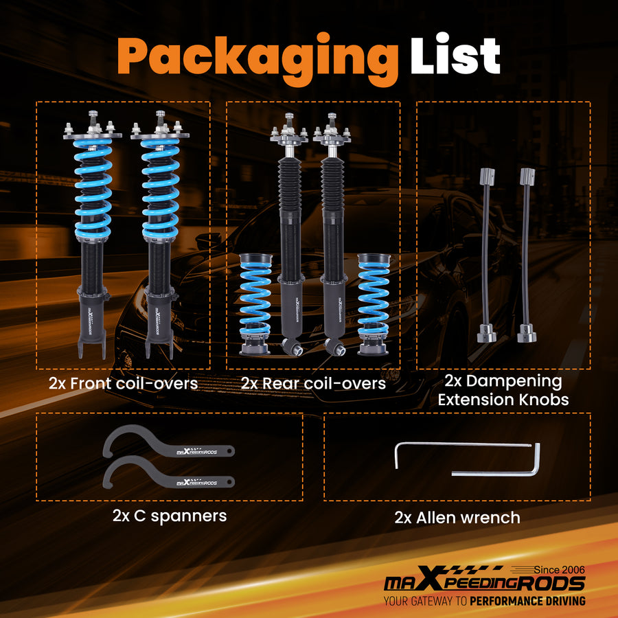 T6 Coilovers 24 Way Damper Suspension compatible for Lexus IS200T 17-25 RWD
