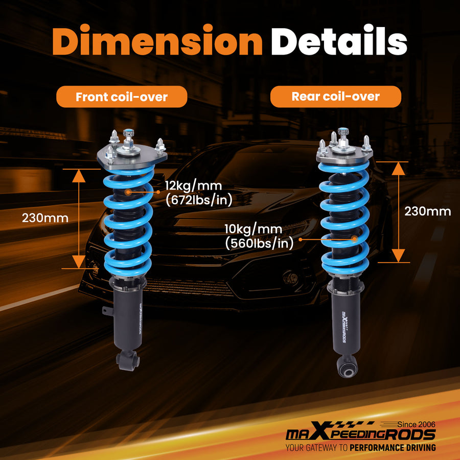 COT6 Coilover 24-Way Damping Kit compatible for Lexus GS300 GS400 GS430 lowering kit