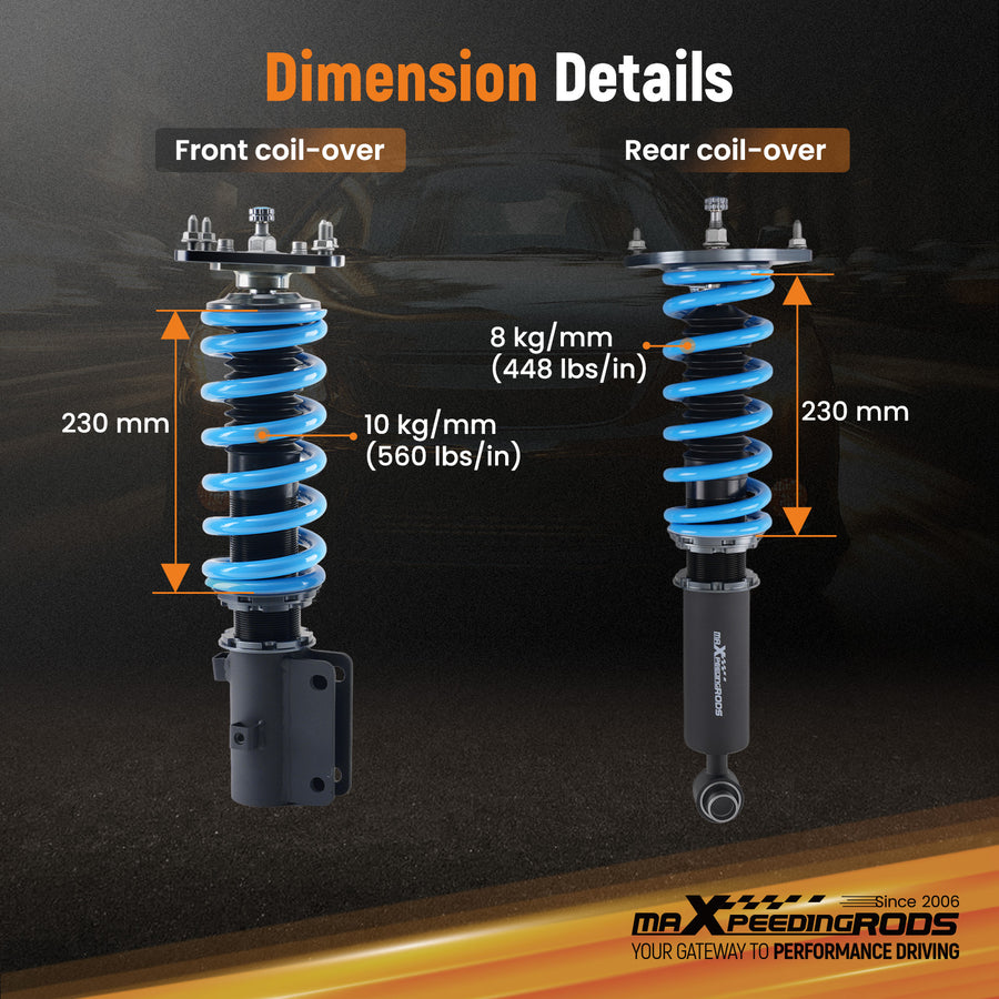 24 Level Damper Adjustable Coilovers Lowering Kit compatible for Mazda RX-7 1985-1992