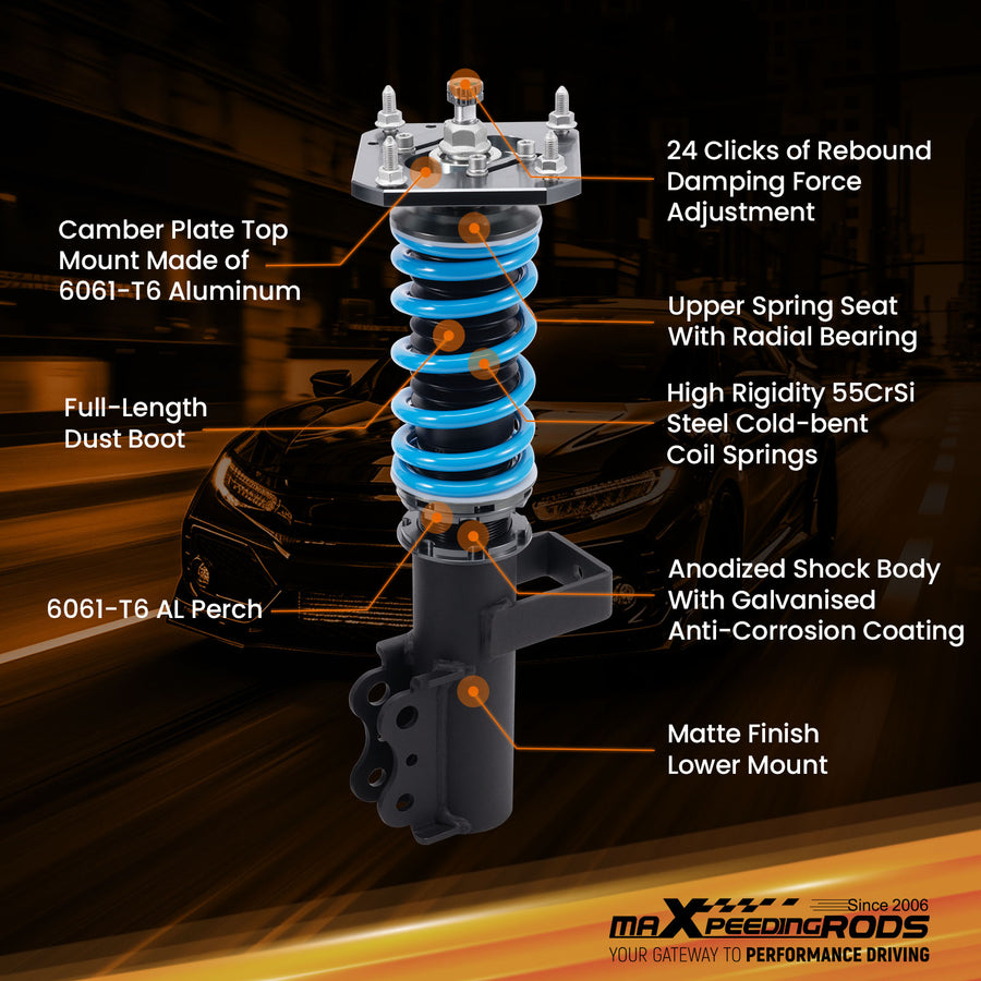 MaXpeedingrodsT6 Coilovers Lowering Adjustable Coils compatible for Toyota MR2 1987-1989