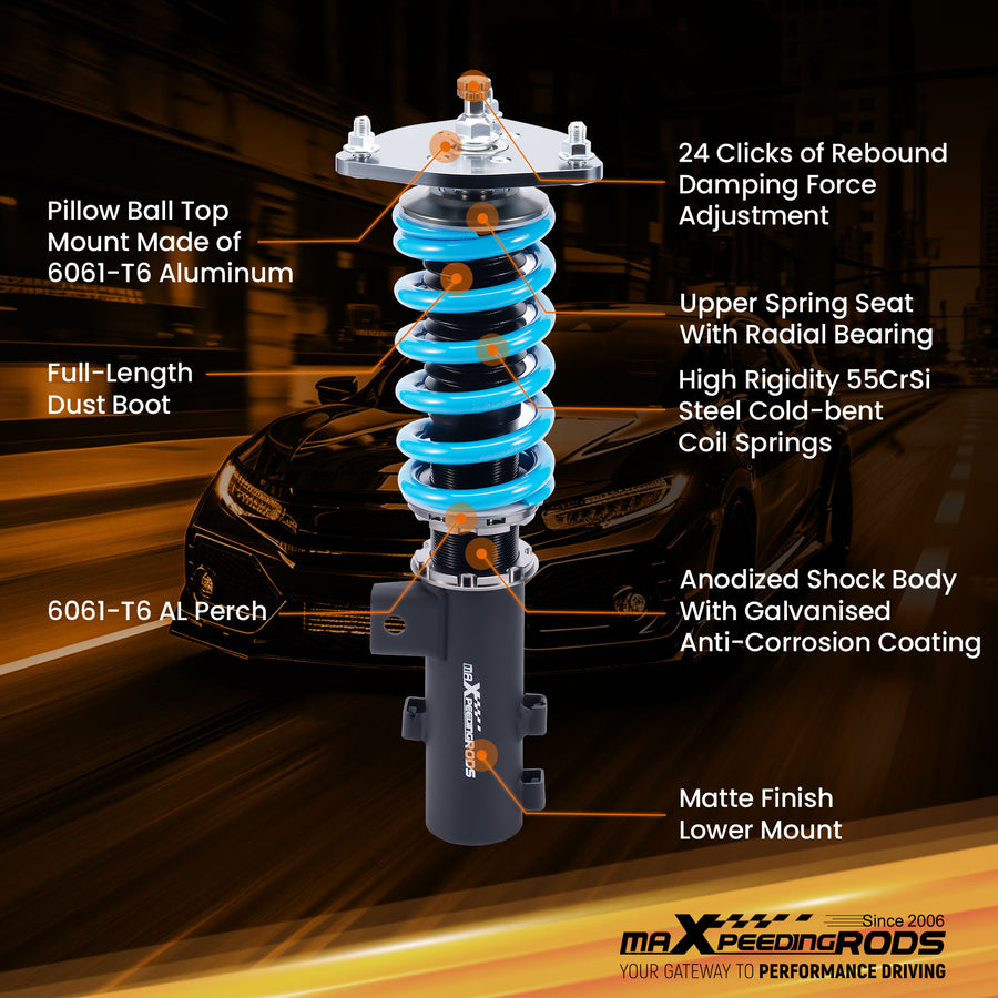 Compatible for Kia Optima 2011-2015 T6 Coilover 24 Level Damper Lowering Kit