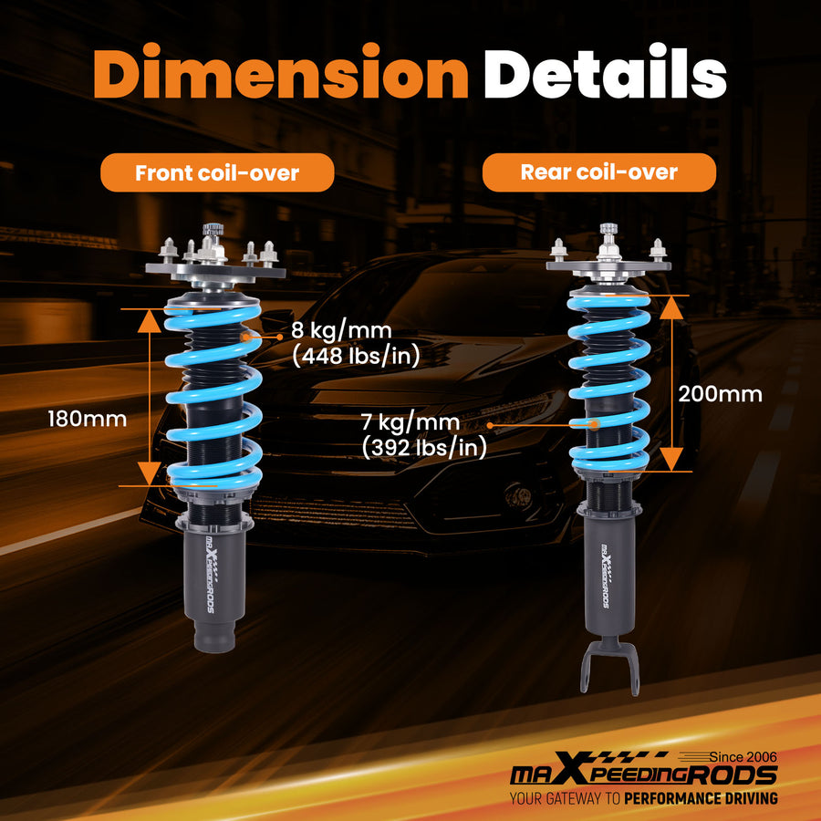 24-WAY Damper Adjustable Coilovers compatible for Honda Prelude 1992 -2001