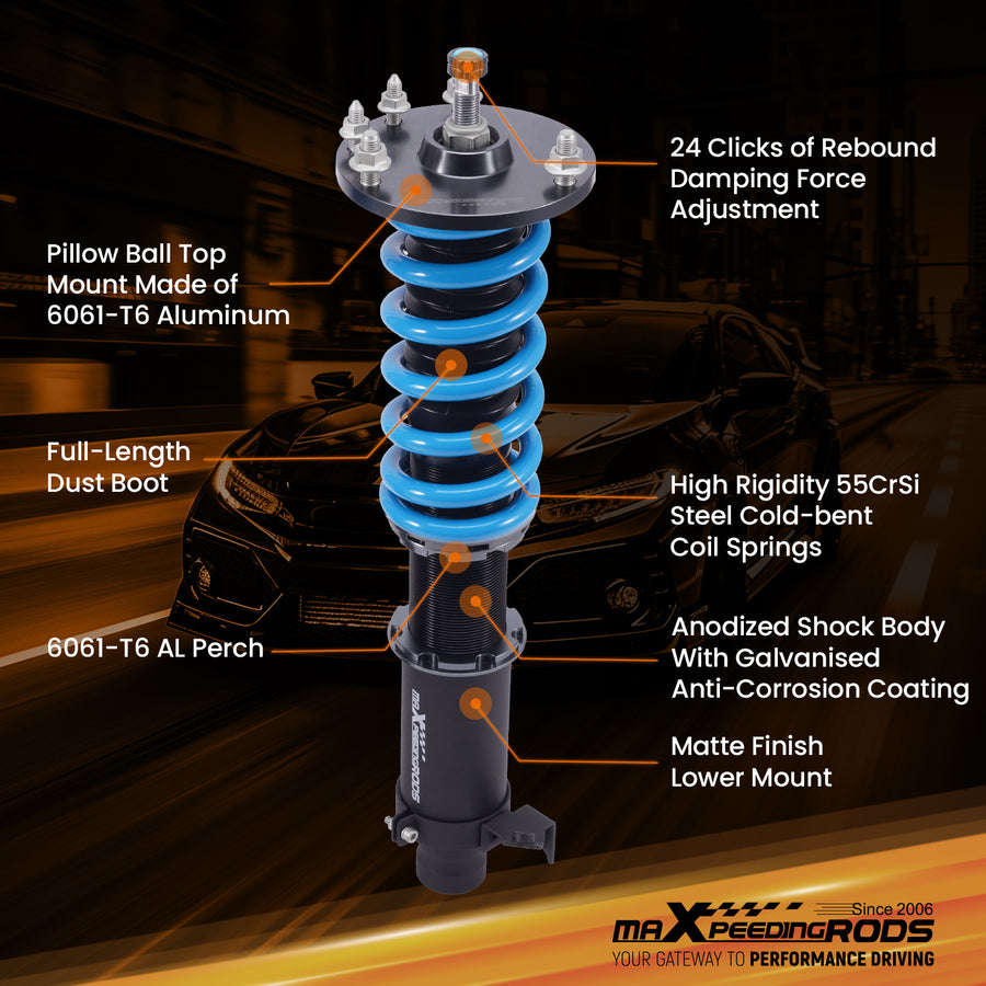 T6 Coilover 24 Way Damper Suspension Kit compatible for Acura RL 96-04 (KA9)