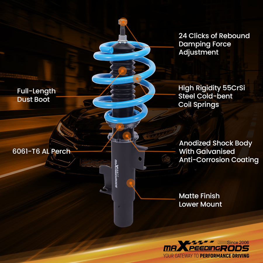 Coilover 24 Ways Damper compatible for Volvo S60 2011-18 S80 2007-16 compatible for FWD AWD