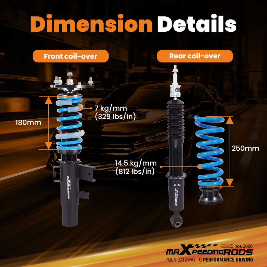 Coilovers 24 Way Damper Adjustable Shock Absorber compatible for Kia Stinger (CK) 2017-2023
