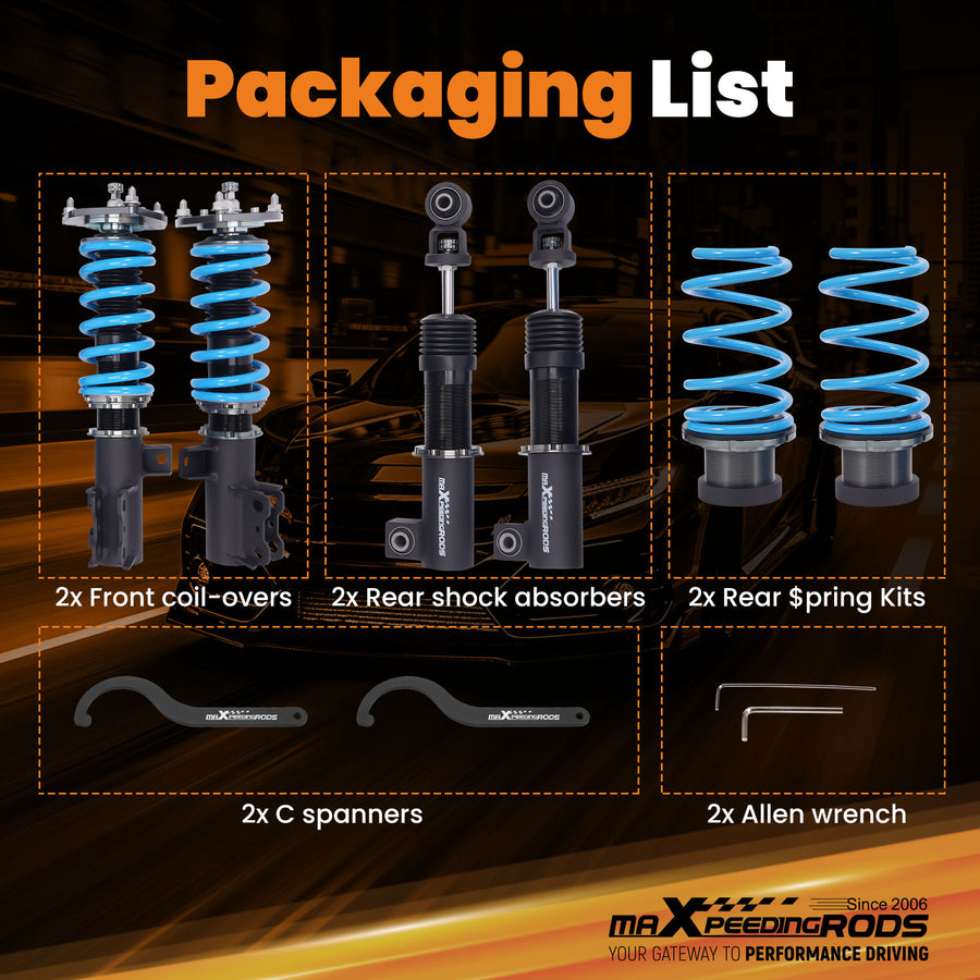 T6 24 Level Coilovers Lowering Kit compatible for Hyundai Veloster 2012-2018