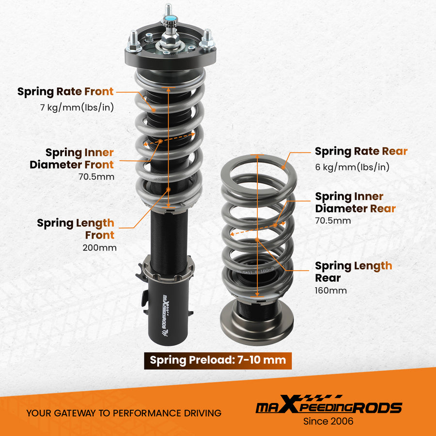 COT7 Adjustable Coilovers Lowering Kit compatible for Honda Civic Si 06-11