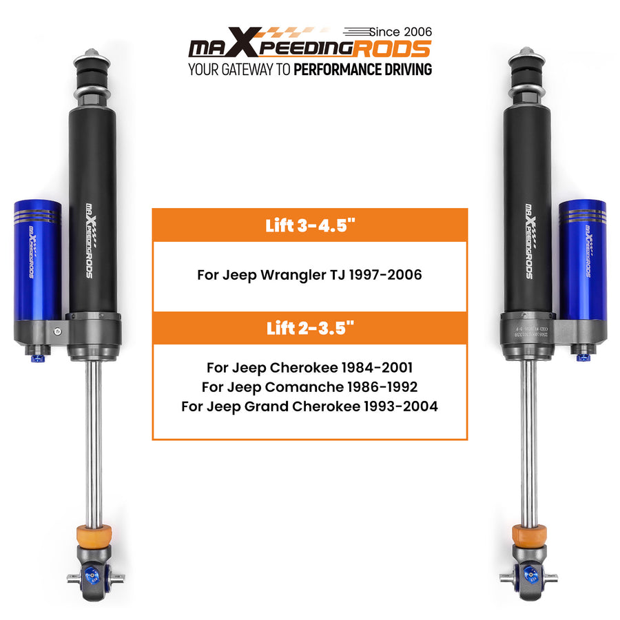 Remote Reservoir Front Shocks Pair2-3 Lift compatible for Jeep Wrangler TJ 1997-2006