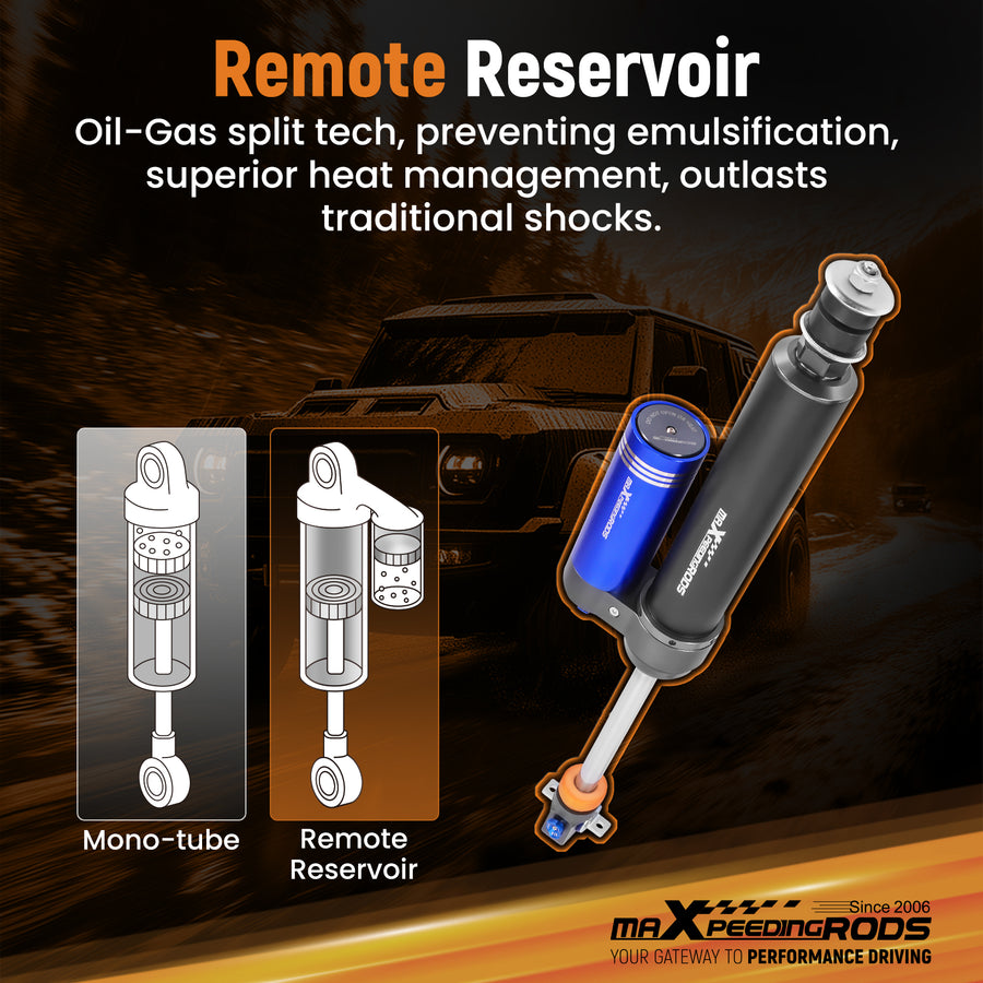 Remote Reservoir Front Shocks Pair2-3 Lift compatible for Jeep Wrangler TJ 1997-2006
