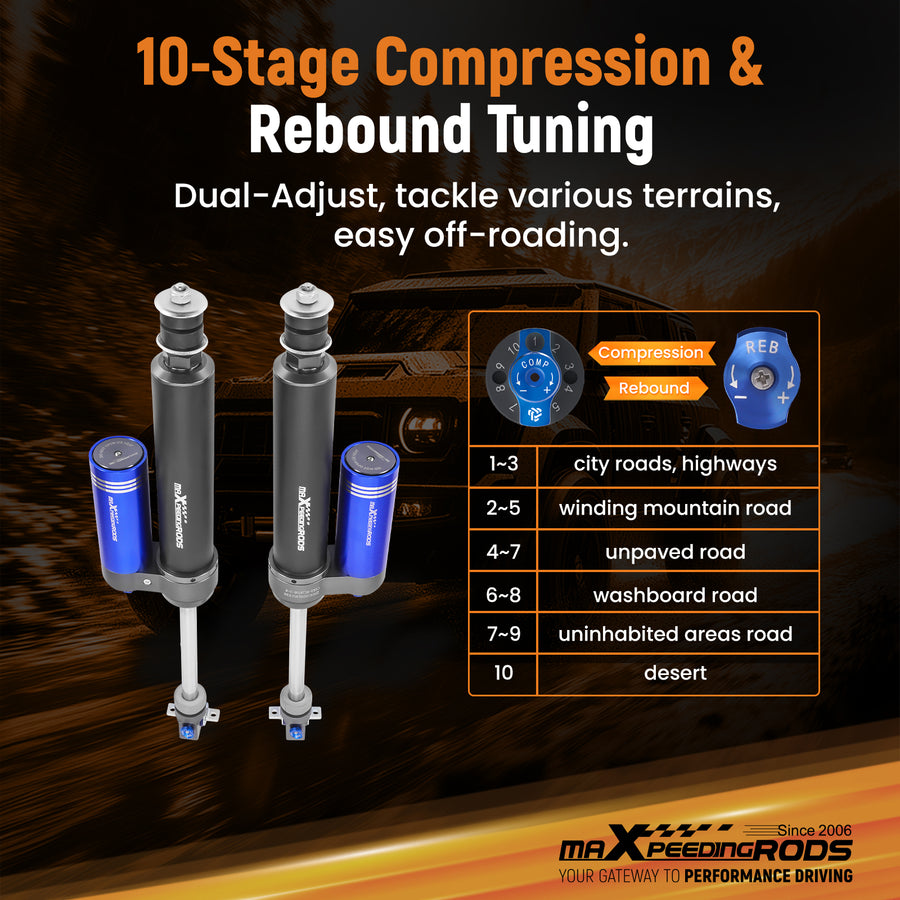 Remote Reservoir Front Shocks Pair2-3 Lift compatible for Jeep Wrangler TJ 1997-2006